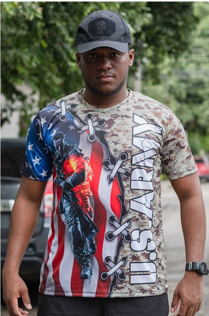 Camiseta Estampada Tactical (S, Bandera)